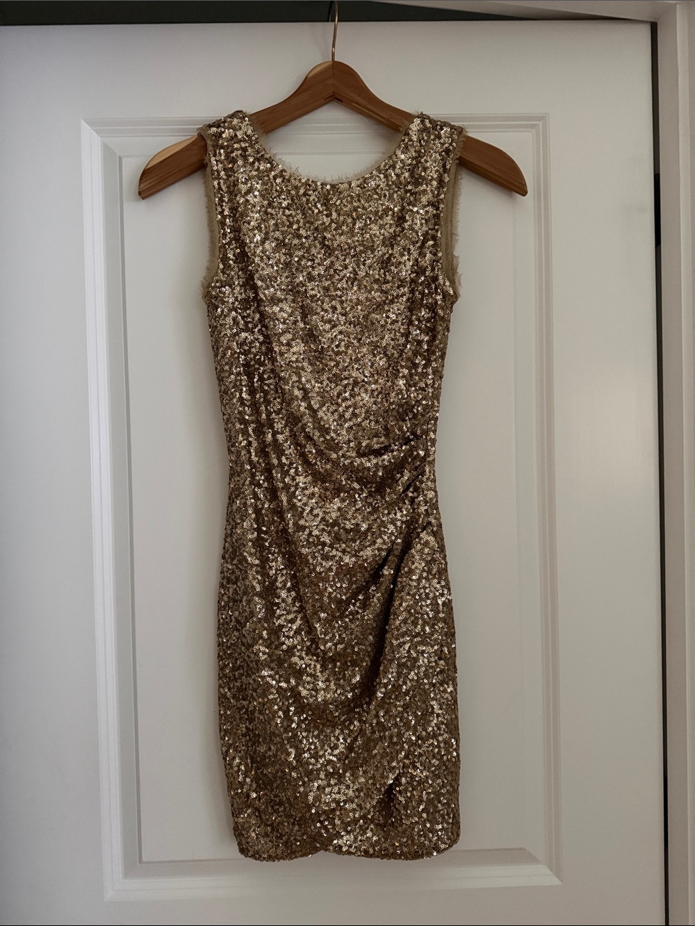 Ali Ro Gold Sequin Sleeveless Mini Dress